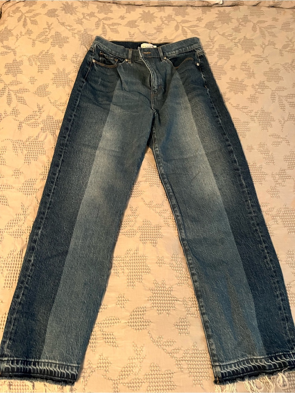 LOFT Two-Tone Blue Straight Jeans